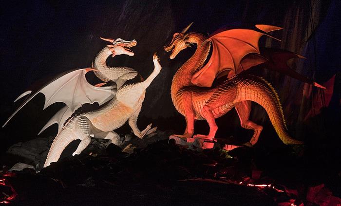 2 dragons fighting at Dinas Emrys shown at King Arthur's Labyrinth